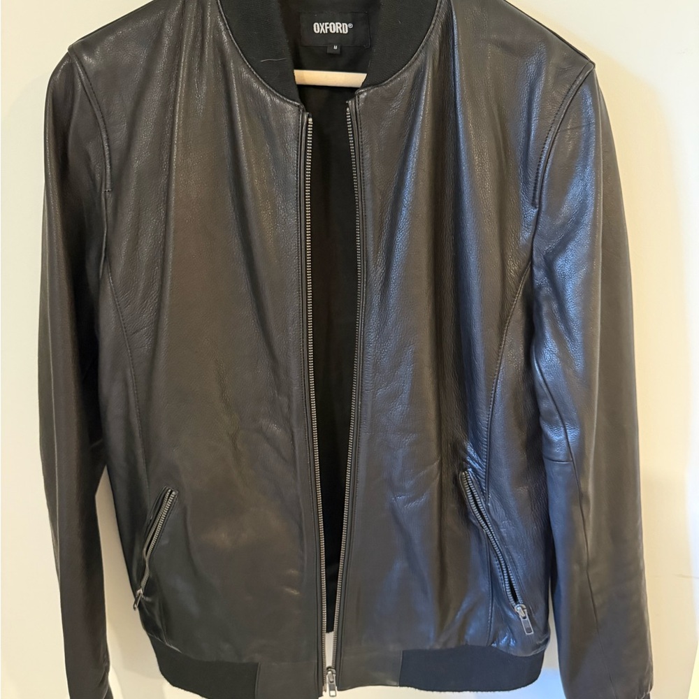Oxford Classic Black Leather Bomber Jacket